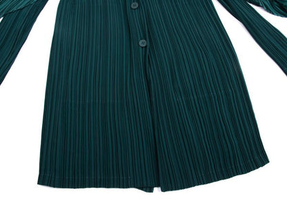 ISSEY MIYAKE Pleated Collar Design Jacket Deep Green Size 2