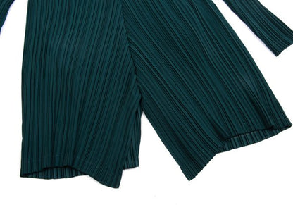 ISSEY MIYAKE Pleated Collar Design Jacket Deep Green Size 2