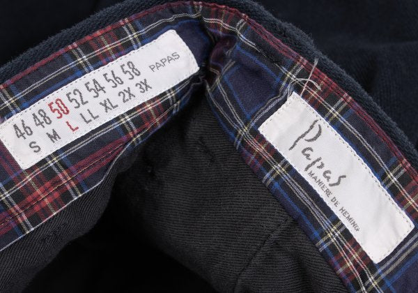 Papas Cotton Blend Two-Pleat Pants Navy Size 50L