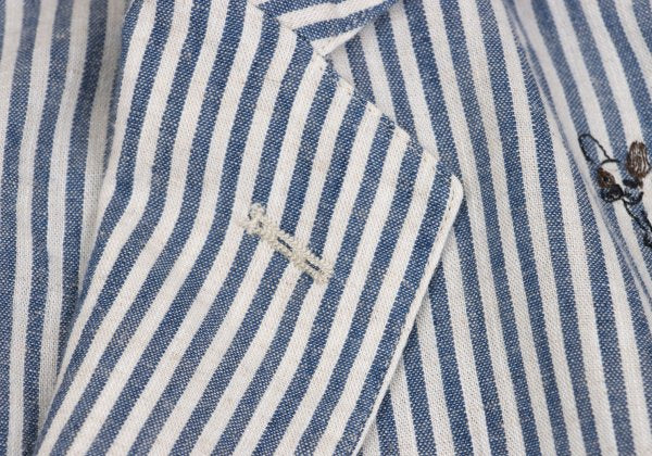 Papas Cotton Linen Animal Logo Stripe Jacket Navy Size S