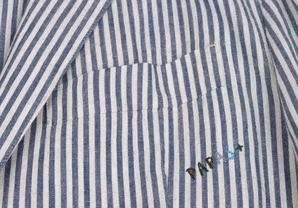 Papas Cotton Linen Animal Logo Stripe Jacket Navy Size S