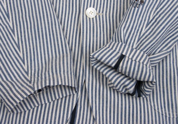 Papas Cotton Linen Animal Logo Stripe Jacket Navy Size S
