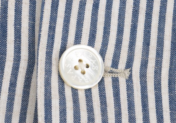 Papas Cotton Linen Animal Logo Stripe Jacket Navy Size S