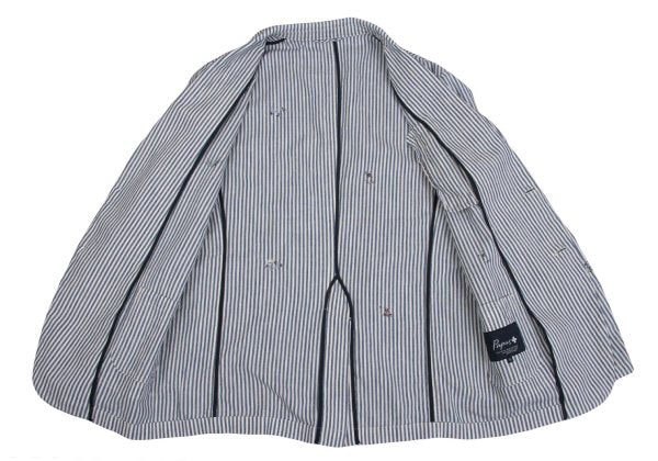 Papas Cotton Linen Animal Logo Stripe Jacket Navy Size S