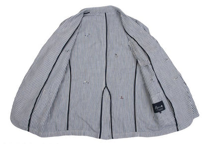 Papas Cotton Linen Animal Logo Stripe Jacket Navy Size S