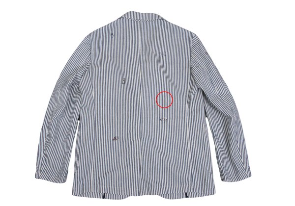 Papas Cotton Linen Animal Logo Stripe Jacket Navy Size S