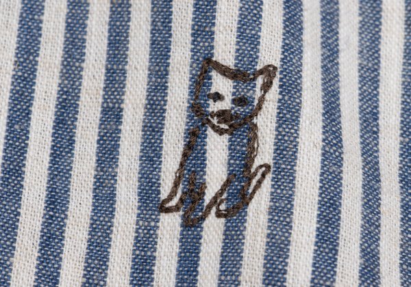 Papas Cotton Linen Animal Logo Stripe Jacket Navy Size S