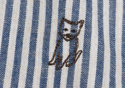 Papas Cotton Linen Animal Logo Stripe Jacket Navy Size S
