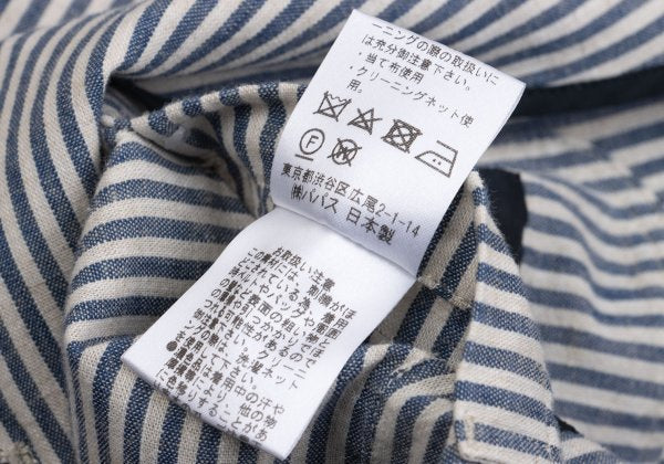 Papas Cotton Linen Animal Logo Stripe Jacket Navy Size S