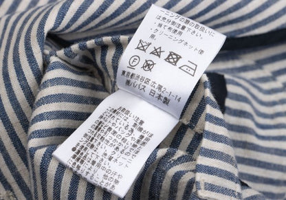 Papas Cotton Linen Animal Logo Stripe Jacket Navy Size S
