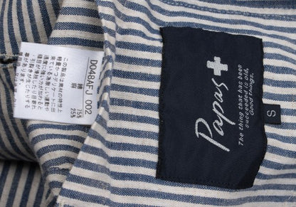 Papas Cotton Linen Animal Logo Stripe Jacket Navy Size S