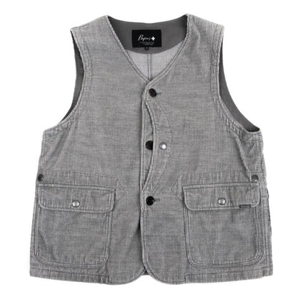 Papas Cotton Wool Corduroy Paneled Vest Gray Size M