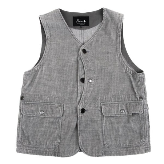 Papas Cotton Wool Corduroy Paneled Vest Gray Size M