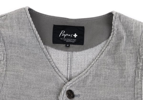 Papas Cotton Wool Corduroy Paneled Vest Gray Size M