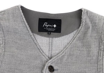 Papas Cotton Wool Corduroy Paneled Vest Gray Size M