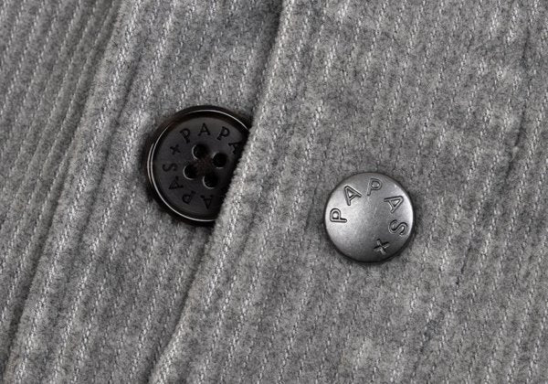 Papas Cotton Wool Corduroy Paneled Vest Gray Size M