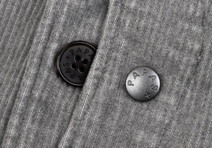 Papas Cotton Wool Corduroy Paneled Vest Gray Size M