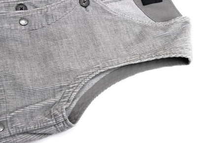 Papas Cotton Wool Corduroy Paneled Vest Gray Size M