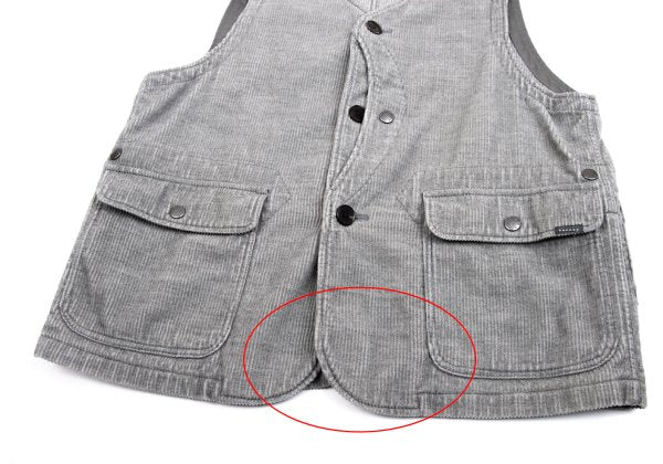 Papas Cotton Wool Corduroy Paneled Vest Gray Size M