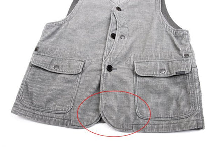 Papas Cotton Wool Corduroy Paneled Vest Gray Size M