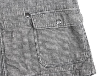 Papas Cotton Wool Corduroy Paneled Vest Gray Size M