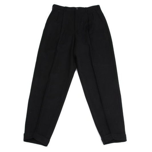 Yohji Yamamoto PH Felt Wool Tuck Tapered Pants Black Size M