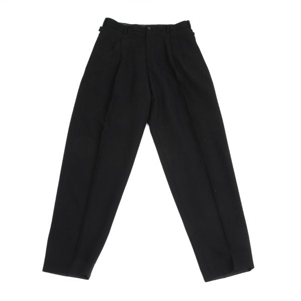 Yohji Yamamoto PH Wool Back Belt Tuck Pants Black Size M