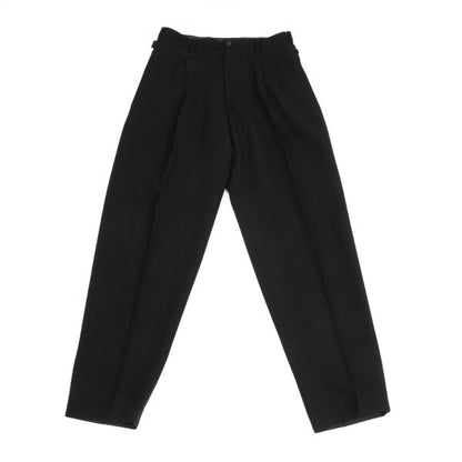 Yohji Yamamoto PH Wool Back Belt Tuck Pants Black Size M
