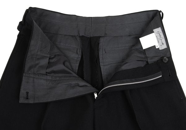 Yohji Yamamoto PH Wool Back Belt Tuck Pants Black Size M
