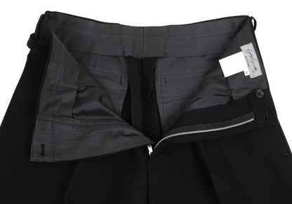Yohji Yamamoto PH Wool Back Belt Tuck Pants Black Size M