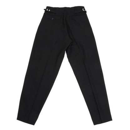 Yohji Yamamoto PH Wool Back Belt Tuck Pants Black Size M