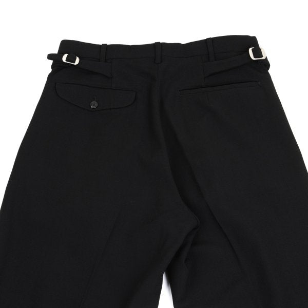 Yohji Yamamoto PH Wool Back Belt Tuck Pants Black Size M