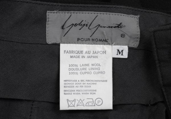 Yohji Yamamoto PH Wool Back Belt Tuck Pants Black Size M