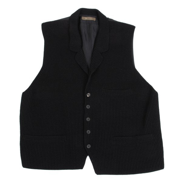Y's for men Wool Front Knit Panel Vest Black Size M