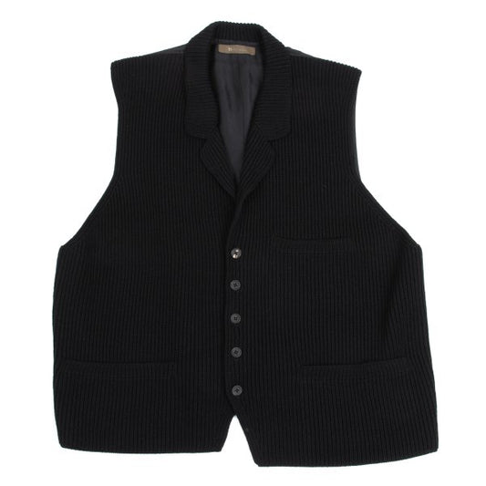 Y's for men Wool Front Knit Panel Vest Black Size M