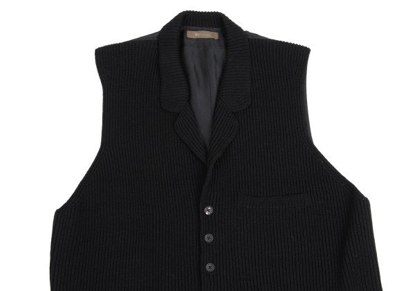 Y's for men Wool Front Knit Panel Vest Black Size M