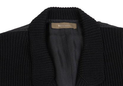 Y's for men Wool Front Knit Panel Vest Black Size M