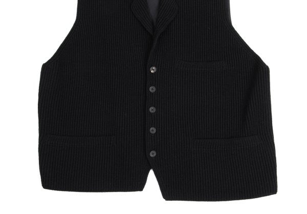 Y's for men Wool Front Knit Panel Vest Black Size M