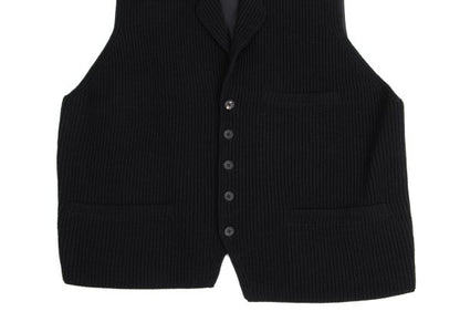 Y's for men Wool Front Knit Panel Vest Black Size M