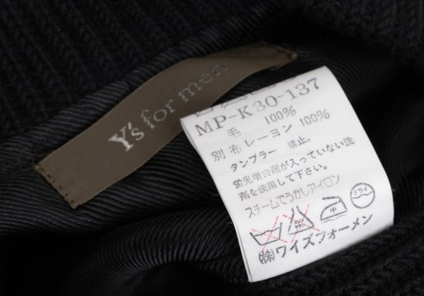 Y's for men Wool Front Knit Panel Vest Black Size M