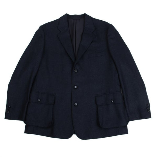 Papas Lanificio di Pray Wool Flap Blazer Navy Size 50L
