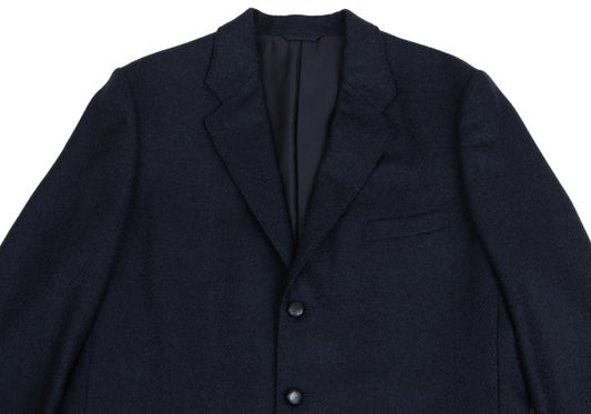 Papas Lanificio di Pray Wool Flap Blazer Navy Size 50L