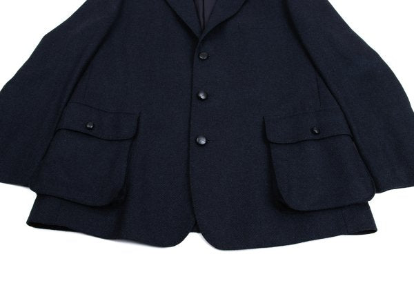 Papas Lanificio di Pray Wool Flap Blazer Navy Size 50L