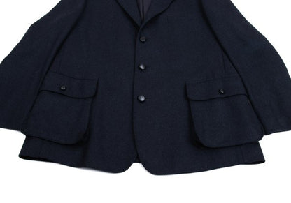 Papas Lanificio di Pray Wool Flap Blazer Navy Size 50L