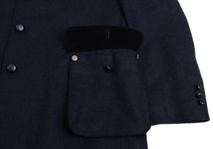 Papas Lanificio di Pray Wool Flap Blazer Navy Size 50L