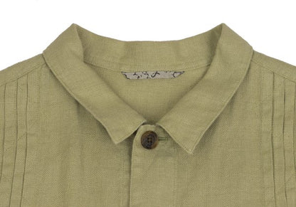 Papas Linen Lapel Tuck Design Jacket Chartreuse Size 50L