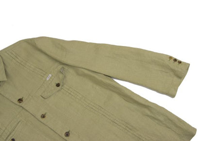 Papas Linen Lapel Tuck Design Jacket Chartreuse Size 50L