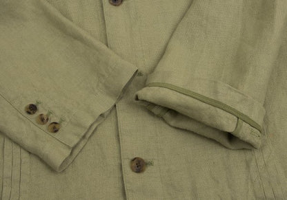 Papas Linen Lapel Tuck Design Jacket Chartreuse Size 50L