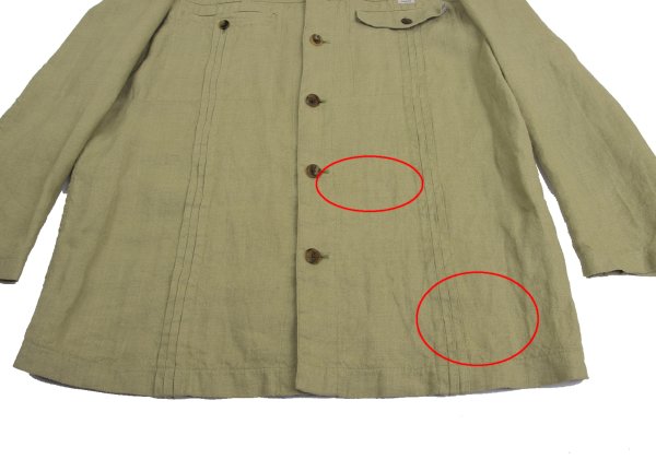 Papas Linen Lapel Tuck Design Jacket Chartreuse Size 50L