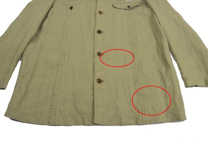 Papas Linen Lapel Tuck Design Jacket Chartreuse Size 50L
